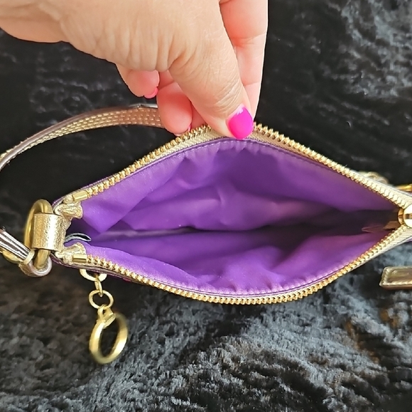 Coach Poppy Purple and Red Clutch with Gold Accents - Picture 6 of 9